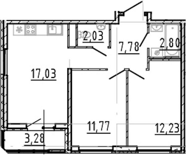 2-комнатная квартира 53.64 м², 13/18 эт., ЖК «Город Первых»